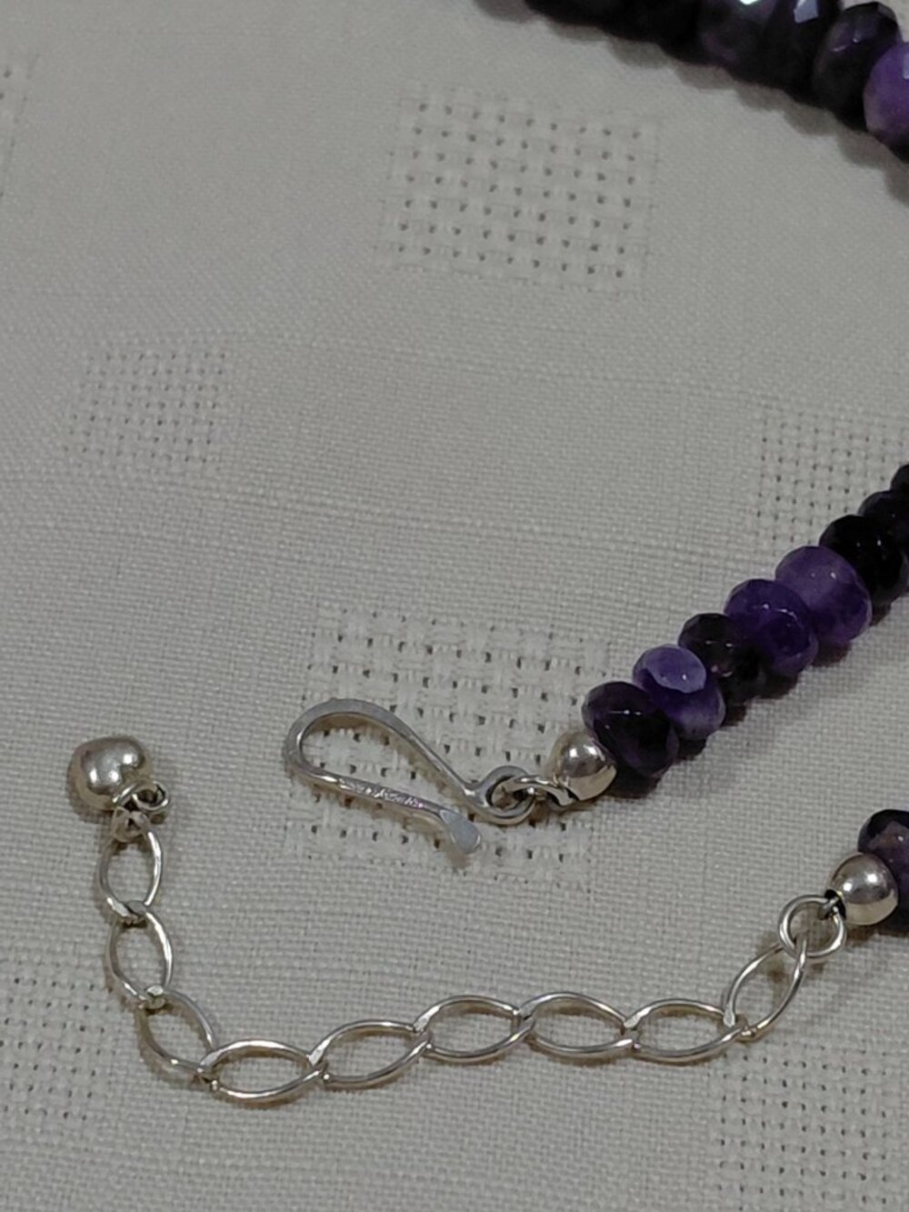 Jay King Amethyst Faceted Beaded Necklace Sterling Silver Clasp Vintage 20-22.5" - Picture 3 of 7